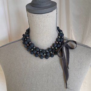 Denim blue double bead necklace